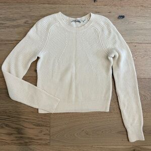 Helmut Lang Ivory Cream Wool Cashmere Crop Sweater